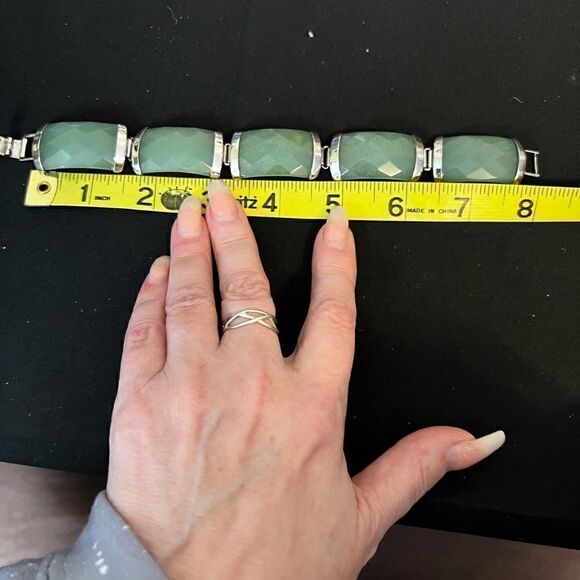 Jade 8 inch bracelet .925 pier silver UNISEX - Picture 3 of 4